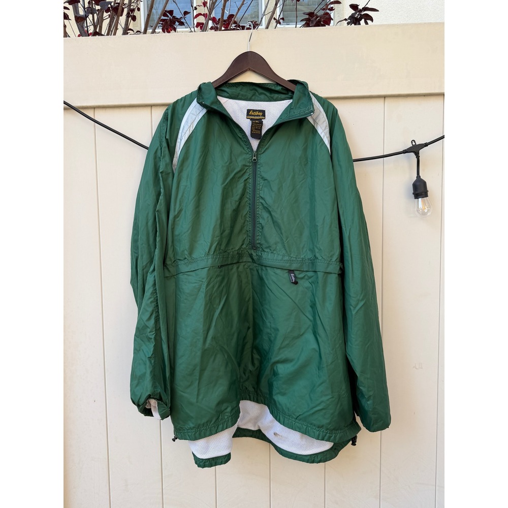Eastbay Mens 4XL Green Half Zip Windbreaker Pullover Mesh Lined Jacket